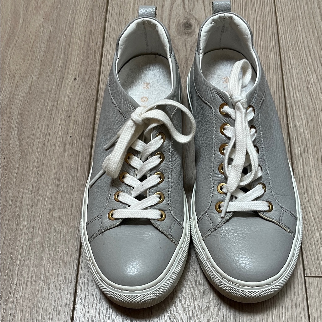 M. Gemi Gray Leather Women's Sneakers From Italy 37.5/Us 7